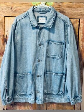 Old Navy Light Blue Denim Chore Jacket size large unisex